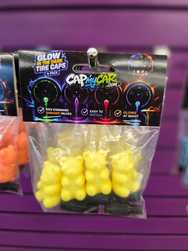 Glow in the Dark Gummy Bear Tire Valve Caps