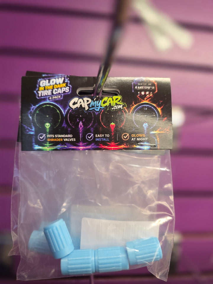 Glow in the Dark Valve Stem Caps – Neon 4 Pack