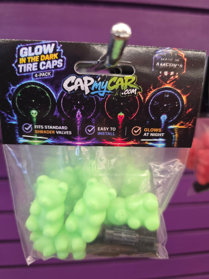 Glow in the Dark Gummy Bear Tire Valve Caps