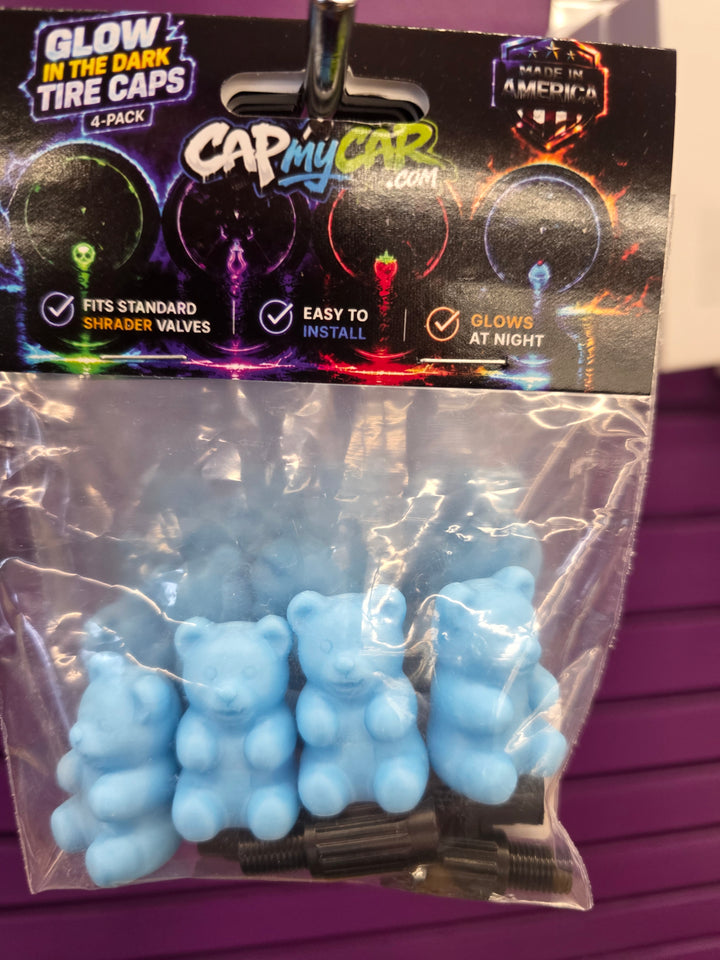 Glow in the Dark Gummy Bear Tire Valve Caps