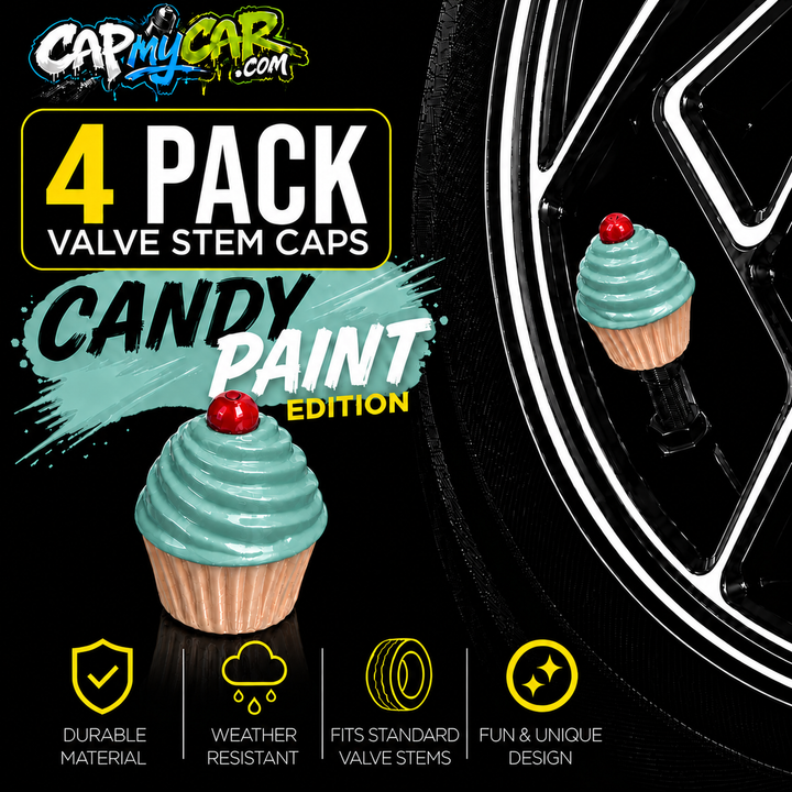 Candy Paint Cupcake Valve Stem Caps (4 Pack)